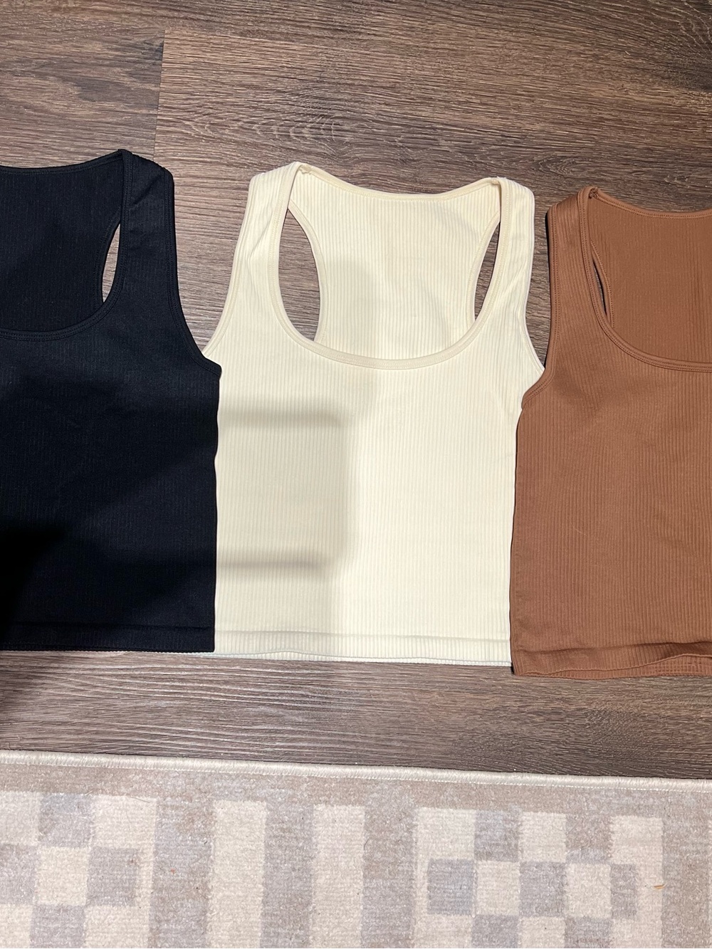Ribbed Racerback Tank Top - Black, Cream, Brown